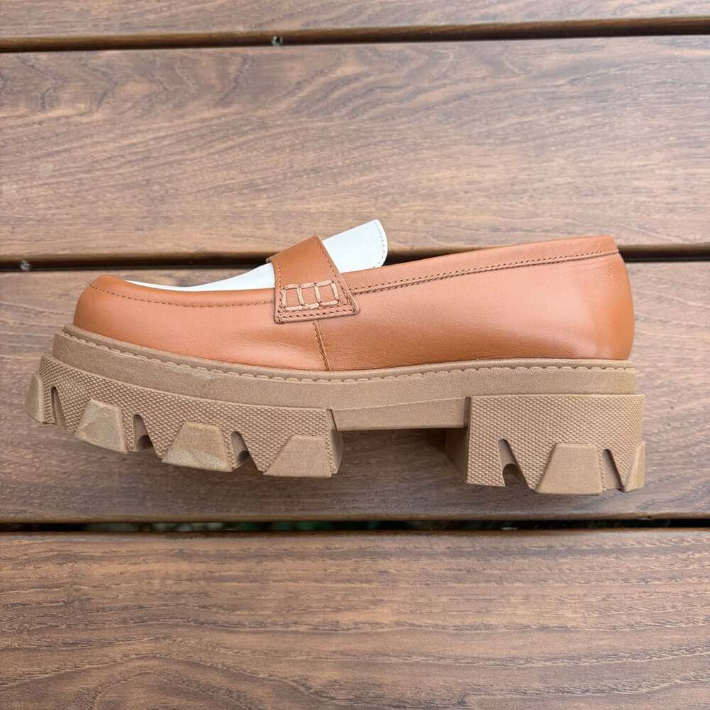 Alohas Trailblazer Bicolor Leather Loafers Brown/Tan & Off-White Size 7.5-8 - Picture 8 of 13